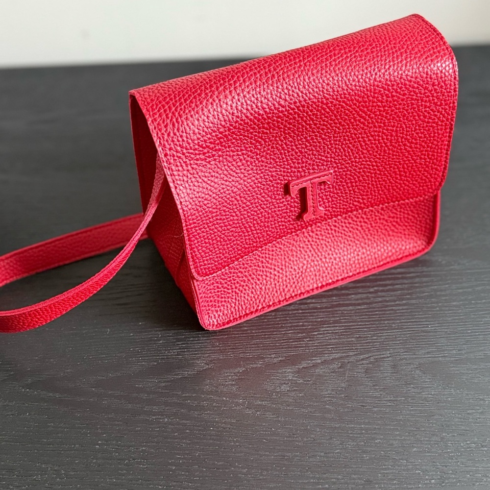 NWOT Red Faux Leather Crossbody Bag with T